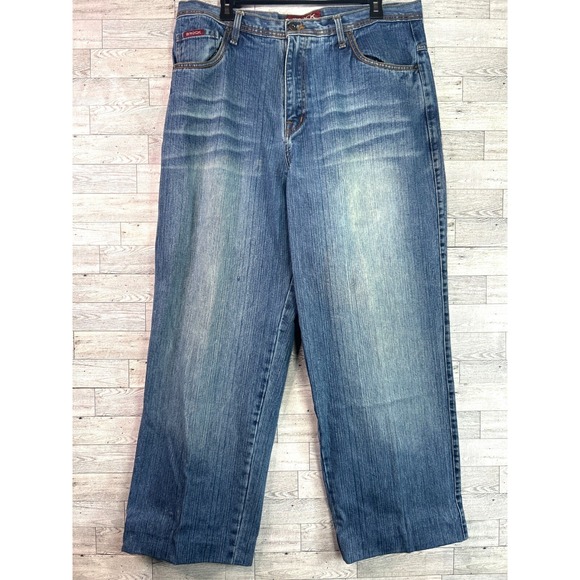 Brock Jeans Men's Y2K Vintage‎ Wide Leg Baggy Denim 36x32 Light Wash Hip Hop - Picture 1 of 13